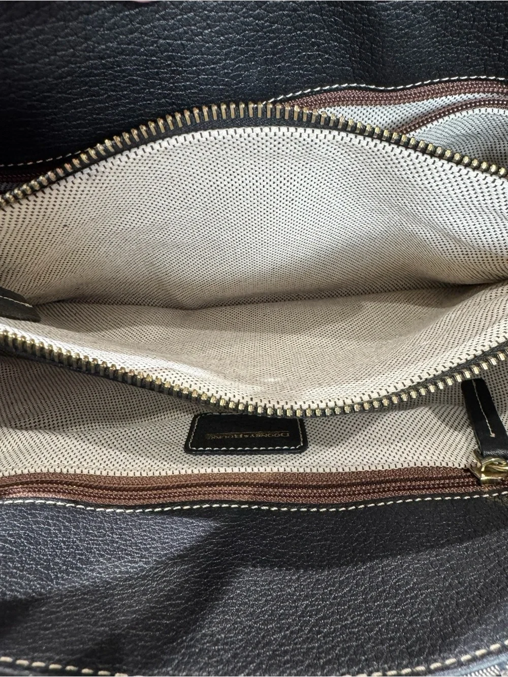 Dooney & Bourke Gray & Black Monogram Canvas Black Leather Trim Shoulder Bag - Picture 9 of 13